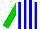 Silk - White and blue stripes, green sleeves, white cap