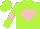 Silk - Lime green, pink heart, pink armlets on sleeves, lime cap