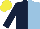 Silk - Dark blue and light blue halves, yellow cap