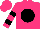 Silk - Hot pink, black ball, black hoops on sleeves, hot pink cap
