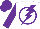 Silk - White, purple circle and lightning bolt, purple sleeves and cap