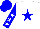 Silk - White body, blue star, blue arms, white stars, blue cap