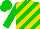 Silk - Green and gold diagonal stripes, green cap