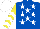 Silk - Royal blue, white stars, yellow and white chevrons on sleeves, white cap