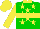 Silk - green, yellow hoop, yellow stars, yellow collar, yellow sleeves, yellow cap