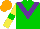 Silk - Green, purple chevron, yellow sleeves, green armbands, orange cap