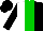 Silk - White and black halved, green stripe, black sleeves, black cap