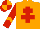 Silk - Orange body, red cross of lorraine, red arms, orange chevron, red cap, orange quartered