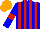 Silk - Blue, red stripes, blue sleeves, red armbands, orange cap