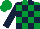 Silk - Emerald green and dark blue check, dark blue sleeves