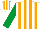 Silk - White & orange stripes, emerald green sleeves, white & orange striped cap