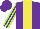 Silk - Purple, yellow stripe, lime green stripes on purple sleeves, purple cap