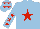 Silk - Light blue, red star, stars on sleeves, light blue cap with red stars