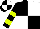 Silk - Black & white quarters, chartreuse bars on black sleeves, black & white quartered cap