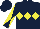 Silk - Dark blue, yellow triple diamond, diabolo on sleeves