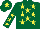Silk - Dark green,yellow stars,dark green sleeves with yellow stars,dark green cap with yellow star