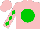 Silk - Pink, green ball, green diamonds on sleeves, pink cap