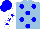 Silk - light blue, blue spots, white sleeves,  blue stars, blue cap