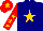 Silk - Navy, gold star, crimson sleeves, gold stars, crimson cap, gold star