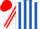 Silk - White and Royal Blue stripes, White and Red striped sleeves, Red cap