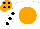 Silk - White, orange disc, white sleeves, black spots, orange cap, black spots