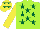 Silk - Lime, dark green stars, yellow sleeves, dark green stars on yellow cap