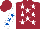Silk - Maroon, white stars, white sleeves, royal blue stars, maroon cap