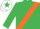 Silk - EMERALD GREEN, orange sash, white cap, emerald green star