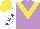 Silk - MAUVE, YELLOW chevron, WHITE sleeves, PURPLE stars, YELLOW cap