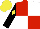 Silk - Red and white quarters, black and yellow diamond sleeves, yellow cap
