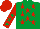 Silk - Emerald green, red stars, red sleeves, emerald green stars, red cap