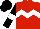 Silk - Red, white chevron hoop, black sleeves, white armbands, black cap