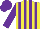 Silk - Yellow & purple stripes, purple sleeves & cap