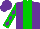 Silk - Purple and green thirds, purple diamonds on slvs, matching cap