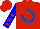 Silk - Red, black horse and royal blue horseshoe in arkansas map with white 'dunn racing' front and back, white and red stars on blue sleeves, red cap