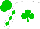Silk - White, green shamrock, green diamond stripe on sleeves, green cap