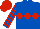 Silk - Royal blue, red triple diamond, striped sleeves, red cap