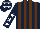 Silk - Dark blue & brown stripes, dark blue sleeves, white stars, dark blue cap, white stars