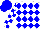 Silk - White body, blue diamonds, white arms, blue checked, blue cap