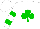 Silk - White, green shamrock, green hoops on slvs