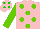 Silk - Pink, light green dots, light green sleeves, green dots on pink cap