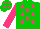 Silk - Green, hot pink stars, hot pink sleeves, green cap, hot pink stars
