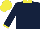 Silk - Dark blue, yellow collar and cuffs, yellow cap