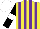 Silk - Yellow, purple stripes, black sleeves, white armbands, white cap