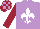 Silk - Mauve, white fleur de lYs, maroon sleeves, maroon and mauve checked cap