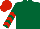 Silk - Forest green,  red chevrons on sleeves, red cap