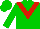 Silk - green, red 'v', green sleeves