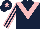 Silk - Dark blue, pink chevron, striped sleeves and star on cap