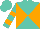 Silk - Turquoise, orange diagonal quarters, orange bars on sleeves