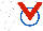 Silk - White, royal blue circled red 'v', white cap